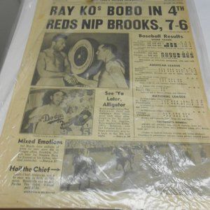 Vtg Daily New New York's Picture Newspaper 1956 Ray KO's Bobo in 4th Reds Boxing